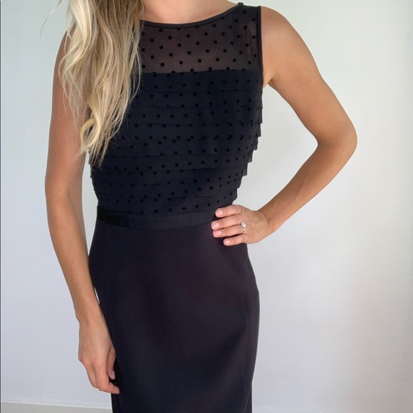 Loft NWT Black Polka Dot Layered Sheath Dress sz 2 - Picture 11 of 12